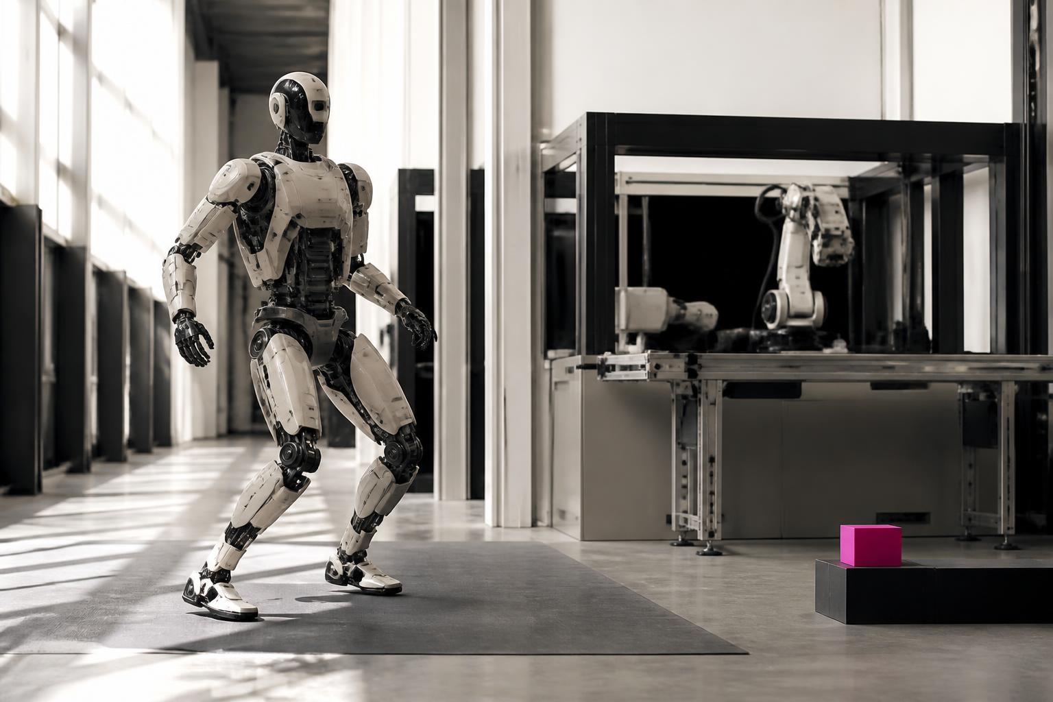 Illustrative humanoid robotics laboratory scene